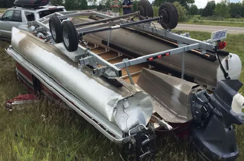 flipped pontoon trailer